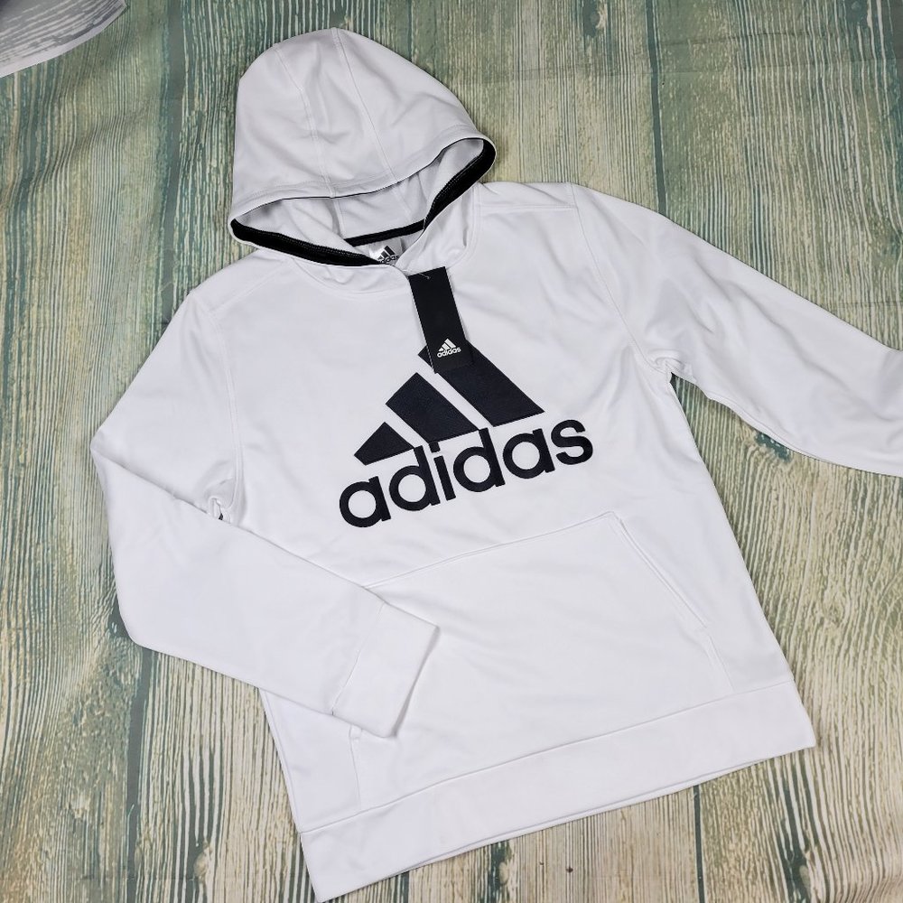 New ADIDAS white black fleece hoodie